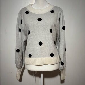 Philosophy Black and Cream Polka Dot Sweater Size L